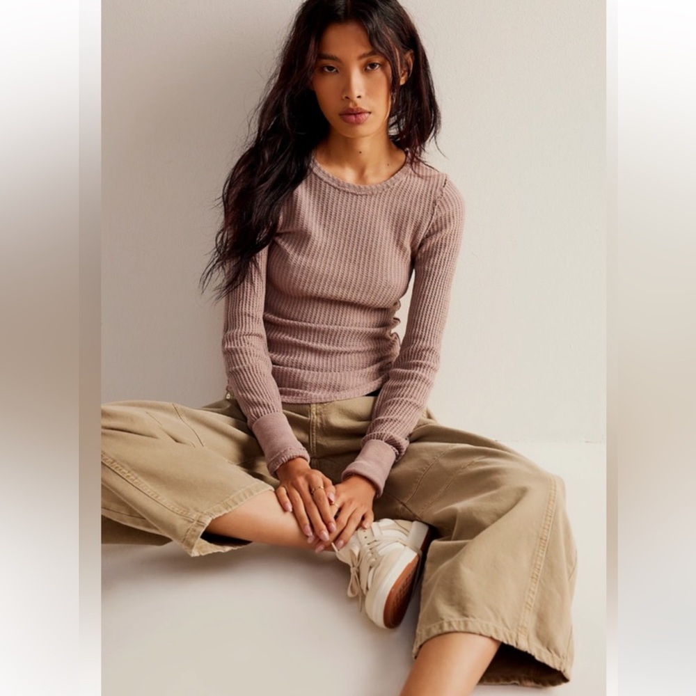 NWOT Free People We the Free Roll With It Thermal in Cashmere Tan Size XS